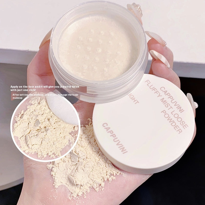 Women's Cappuvini Velvet Mist Exquisite Non-stick Matte Finish Clear Makeup Finish Face Powder