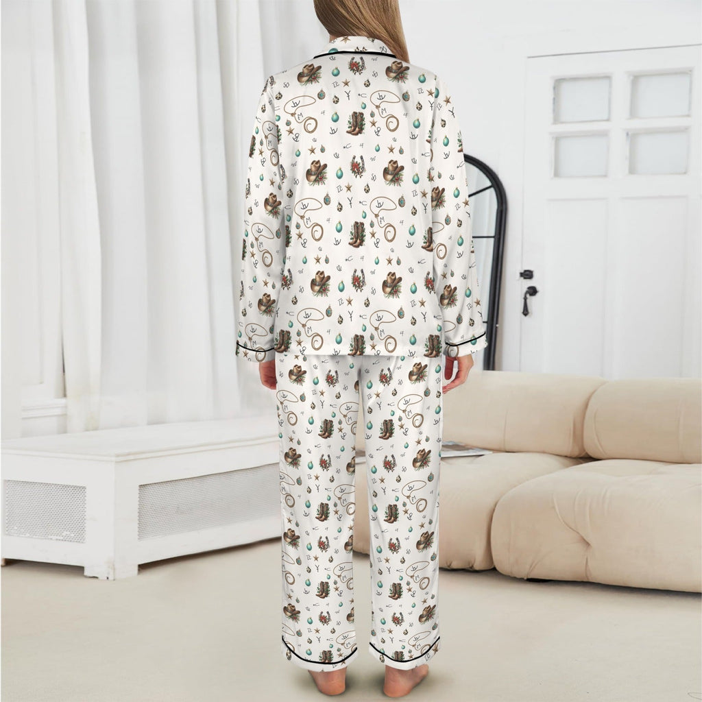 Baha Ranch Boots and Brands Western Christmas Long Satin Pajamas Baha Ranch Western Wear