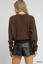Umgee Chunky Cable Knit V-Neck Button-Up Cardigan