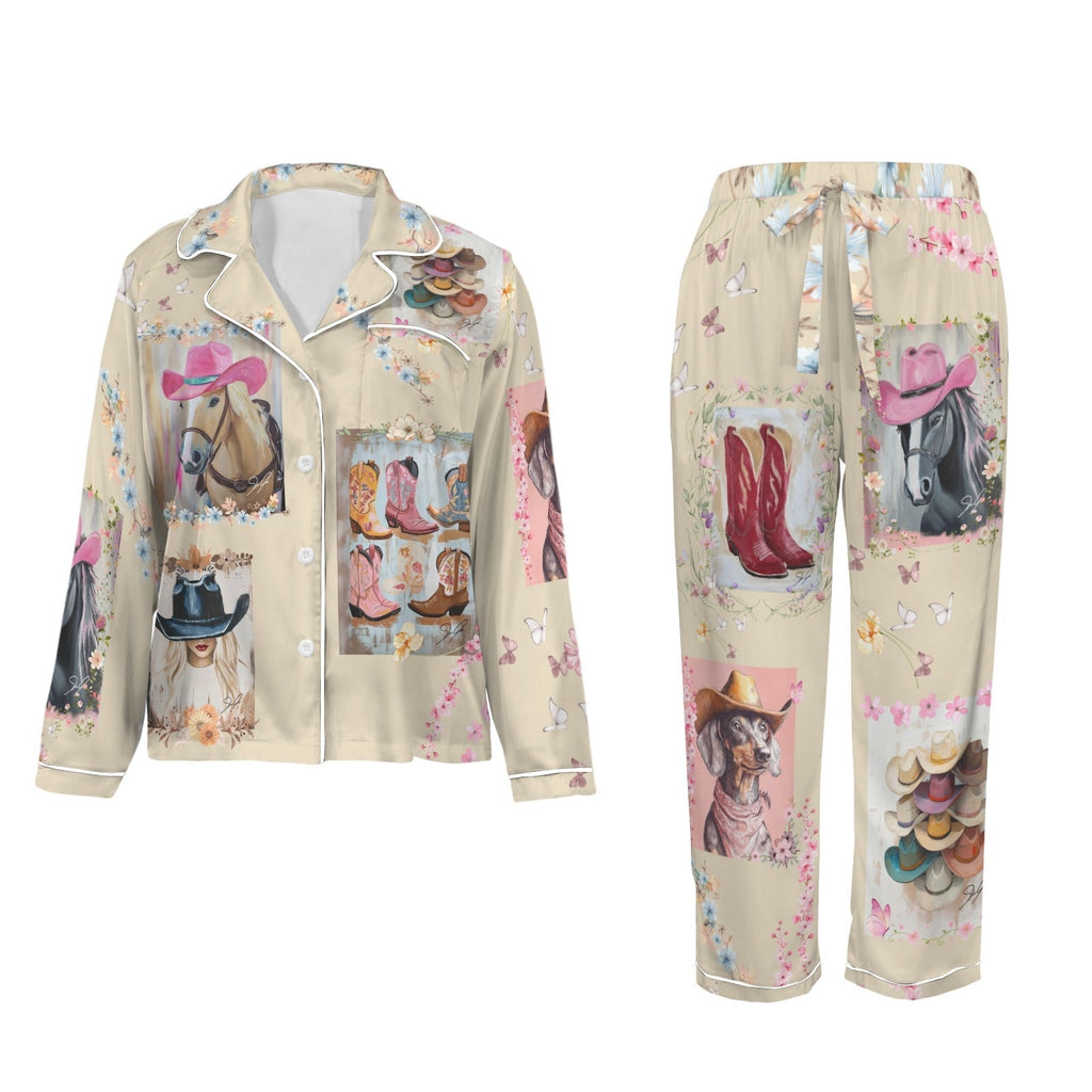 Baha Ranch Danilo Painted Cowgirl Satin Long Pajamas Baha Ranch Western Wear