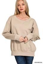 Zenana Fleece Boat Neck Sweatshirt