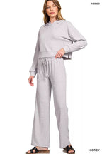 Zenana Drop Shoulder Ribbed Crop Hoodie