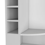 Oban Corner Bar Cabinet with Five Shelves , Eight Bottle Cubbies and Steamware White