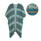 Baha Ranch Teal Aztec Duster Kimono Coverup Baha Ranch Western Wear