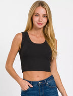Zenana Ribbed Scoop Neck Cropped Tank Top