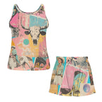Baha Ranch Pop Western Collage Pajama Lounge Tank Shorts Set Made in America Baha Ranch Western Wear