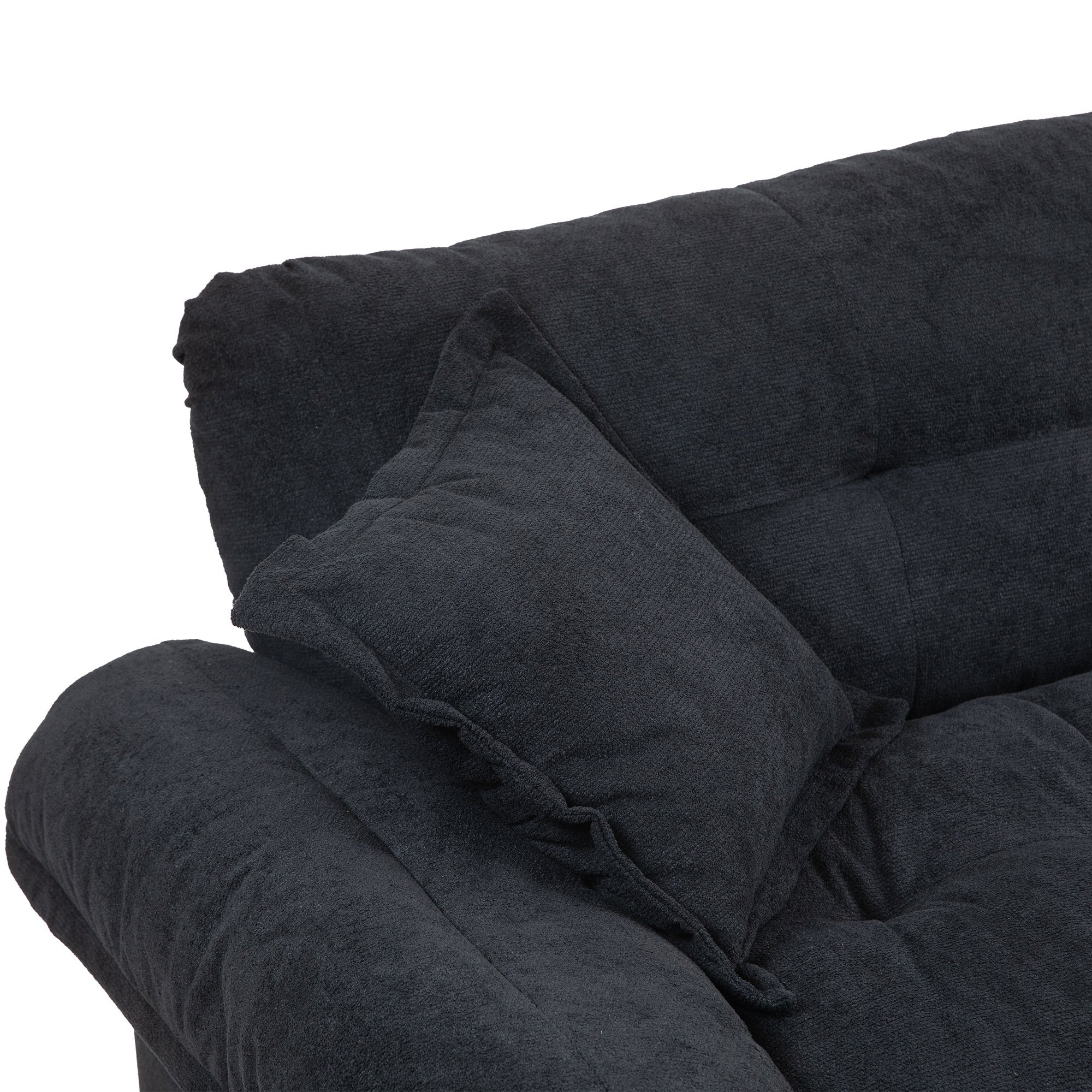 84' Chenille Sofa Small Sofa Loveseat Deep Seat Sofa Couch with 2 Throw Pillows & Memory Foam for Living Room Apartment Office Lounge-Black
