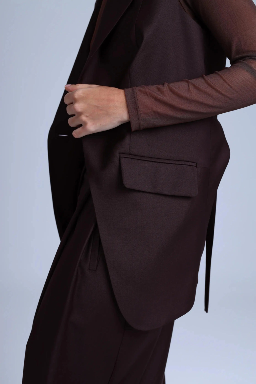 Broadway 3-Piece Monica Tailored Virgin Wool Suit in Dark Coffee ETNA