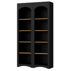 ON-TREND Free Standing 5 Tier Bookshelves, Bookcases Set of 2, Farmhouse Two-Tone Storage Cabinet with Adjustable Shelves, Modern 72'H Kitchen Pantry Cabinet for Living Room, Home Office, Black
