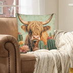 Baha Ranch Cactus Highland Velvety Soft Throw Pillow Cover Made in America Baha Ranch Western Wear