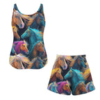 Baha Ranch Colorful Horses Pajama Lounge Tank Shorts Set Made in America Baha Ranch Western Wear