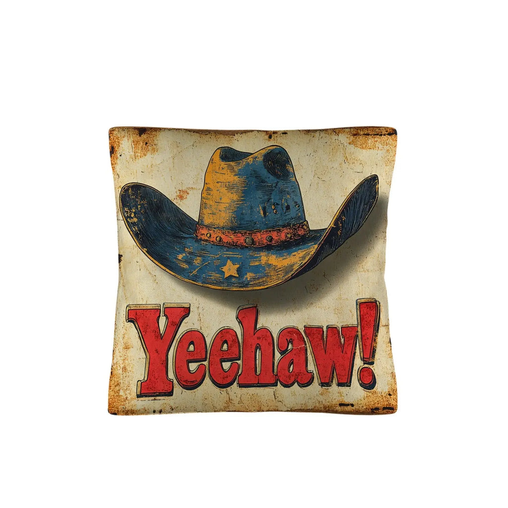 Vintage Western Yeehaw Throw Pillow Case 18 x 18 Made in America Baha Ranch Western Wear