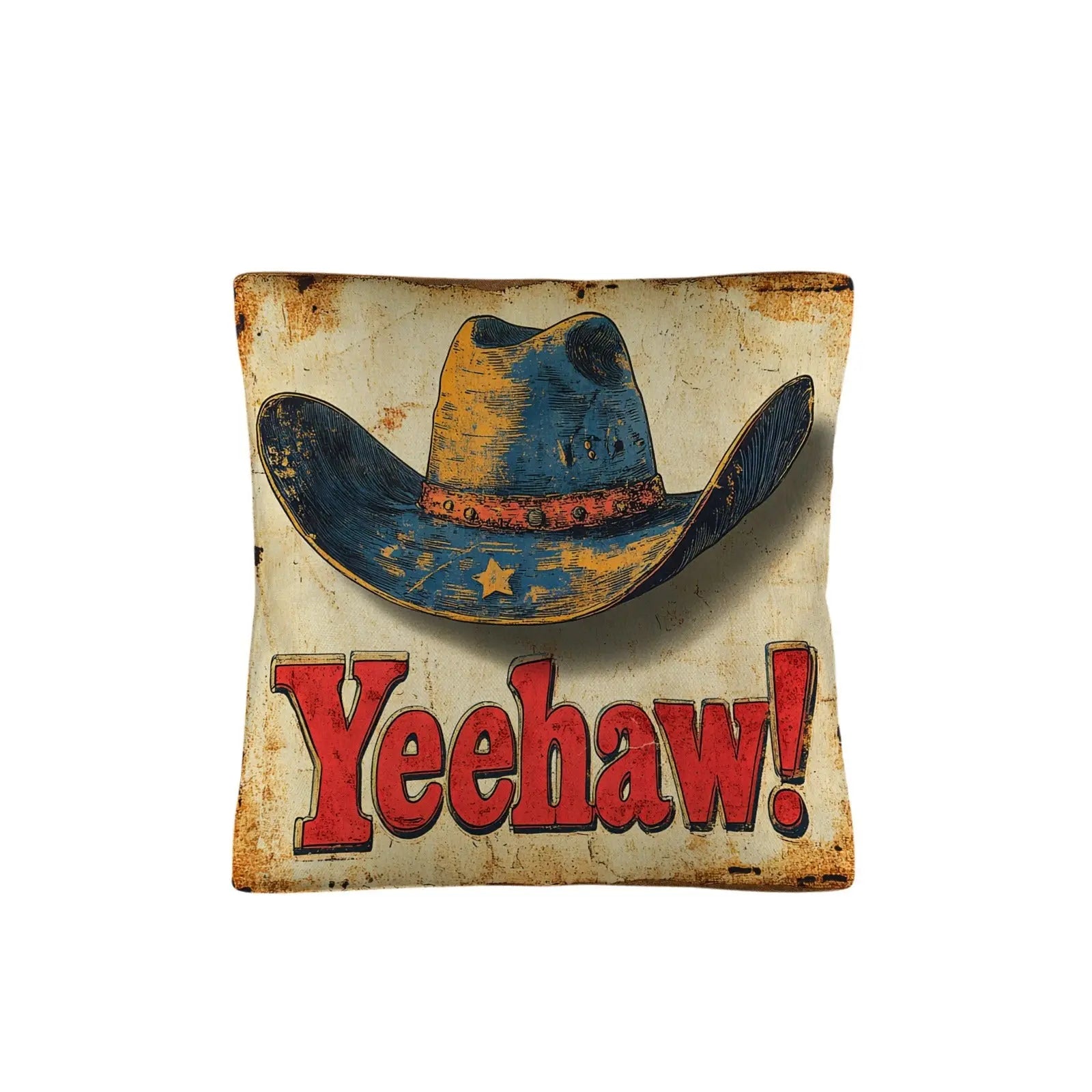 Vintage Western Yeehaw Throw Pillow Case 18 x 18 Made in America Baha Ranch Western Wear