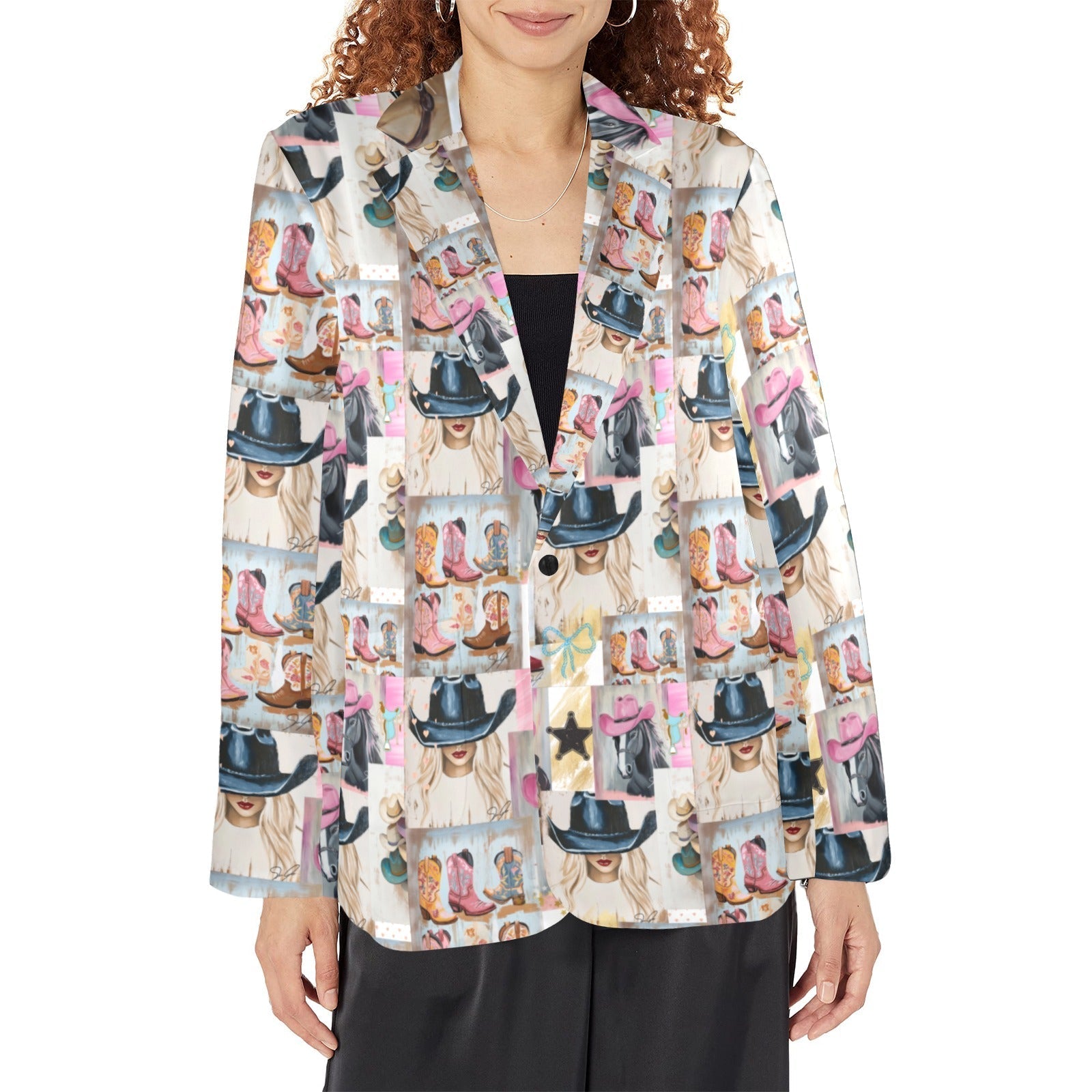 Baha Ranch Danilo Painted Cowgirl Collage Western Blazer Baha Ranch Western Wear