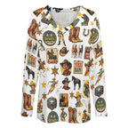 Baha Ranch Long Sleeve Vintage Cowboy Collage Top Baha Ranch Western Wear
