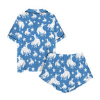 Baha Ranch Blue Bronc Satin Ruffle Hem Pajama set Baha Ranch Western Wear