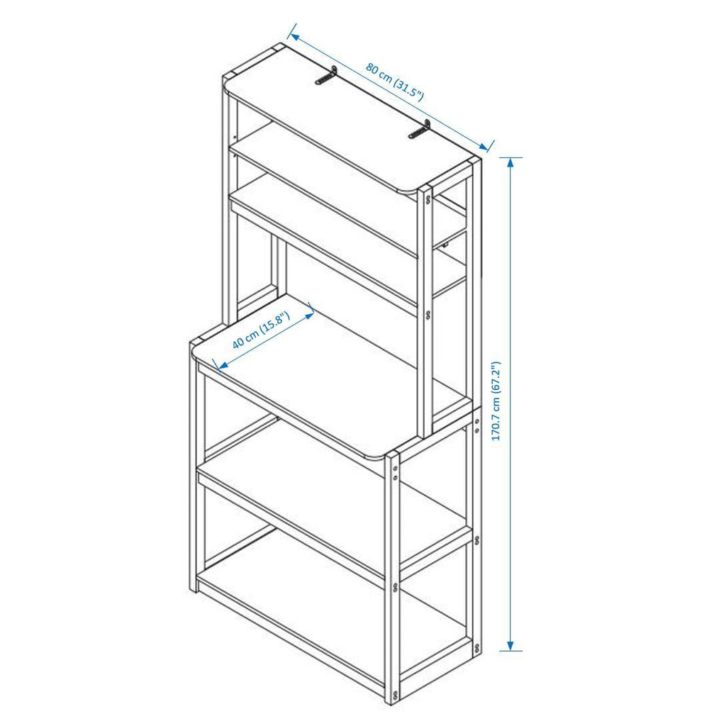 31.5' White and Black color 5-Tier Bakers Rack for Kitchen with Storage, Coffee Bar, Kitchen Shelves, Microwave Stand
