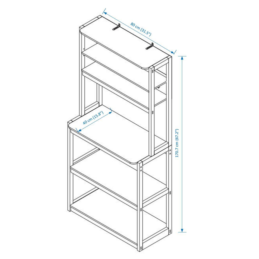 31.5' White and Black color 5-Tier Bakers Rack for Kitchen with Storage, Coffee Bar, Kitchen Shelves, Microwave Stand