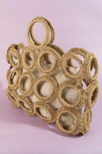 Fame Straw Round Pattern Mesh Hand Bag