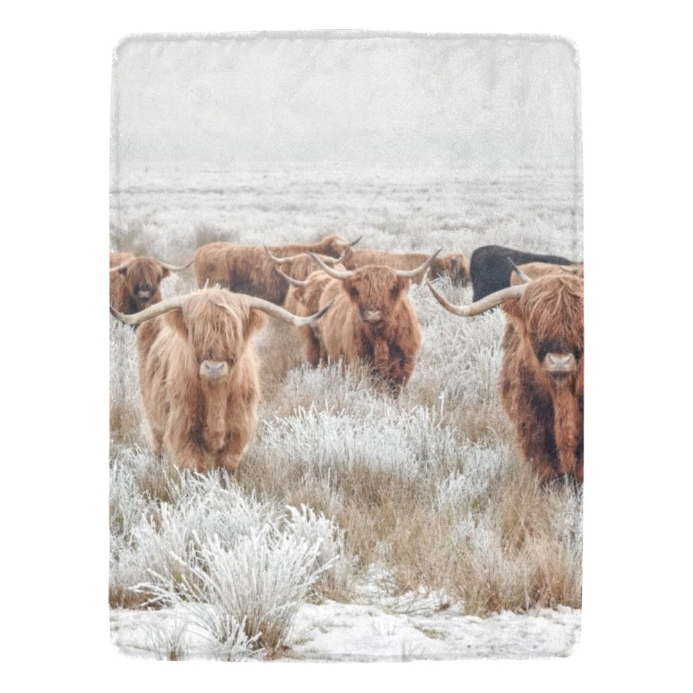 Highland Cow Throw Blanket Ultra-Soft Micro Fleece Blanket 60" x 80" Made in America Baha Ranch Western Wear