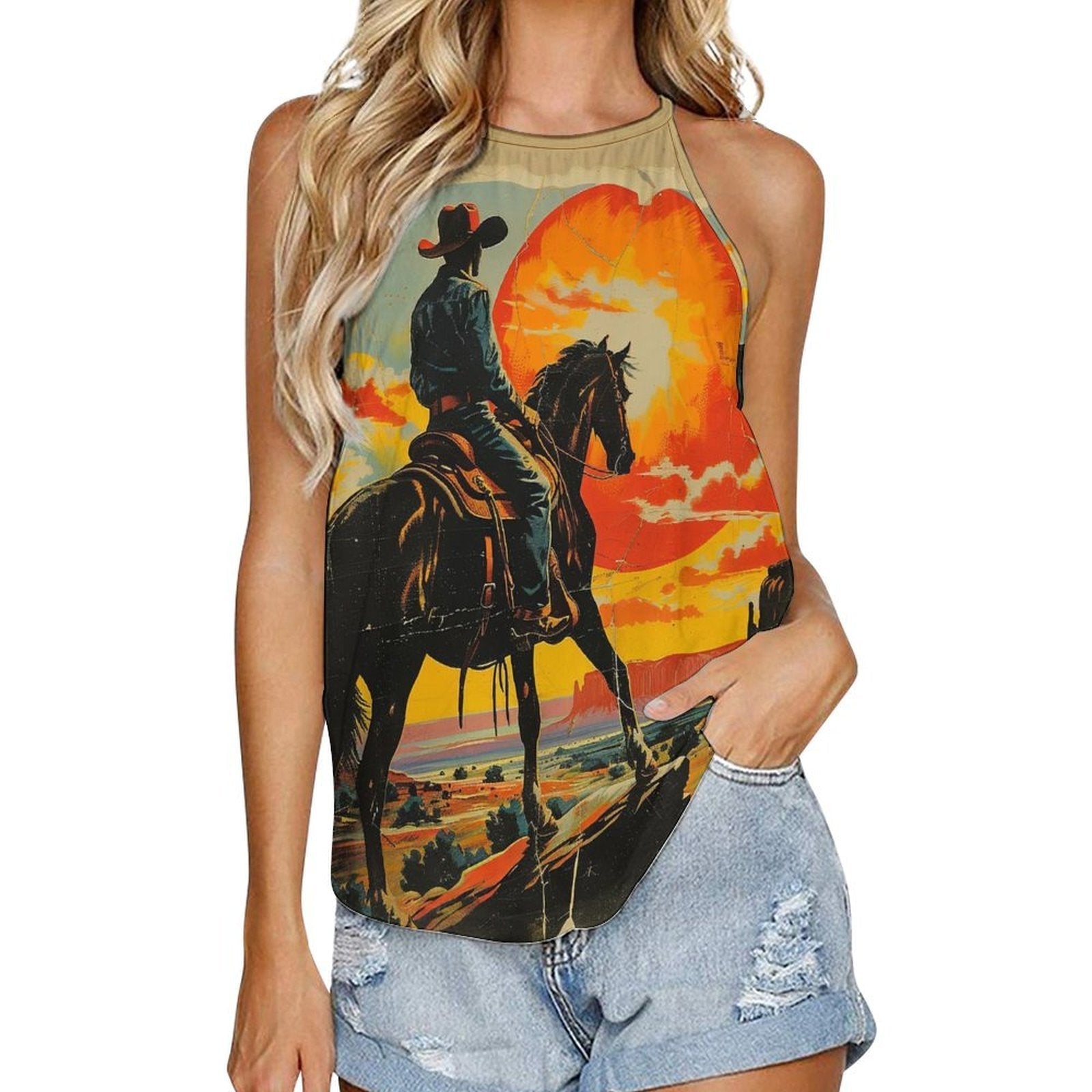Baha Ranch Sunset Cowboy Tank Top Baha Ranch Western Wear
