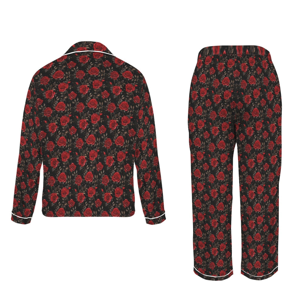 Baha Ranch Colores De Mexico Red Roses Satin Pajama Set Baha Ranch Western Wear