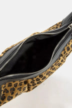 Fame Leopard Print Half Moon Shoulder Bag