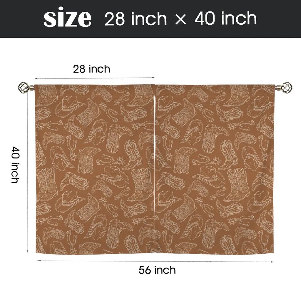 Western Print Curtains Window Curtain 28"x40" (2-Piece) Made in America Baha Ranch Western Wear
