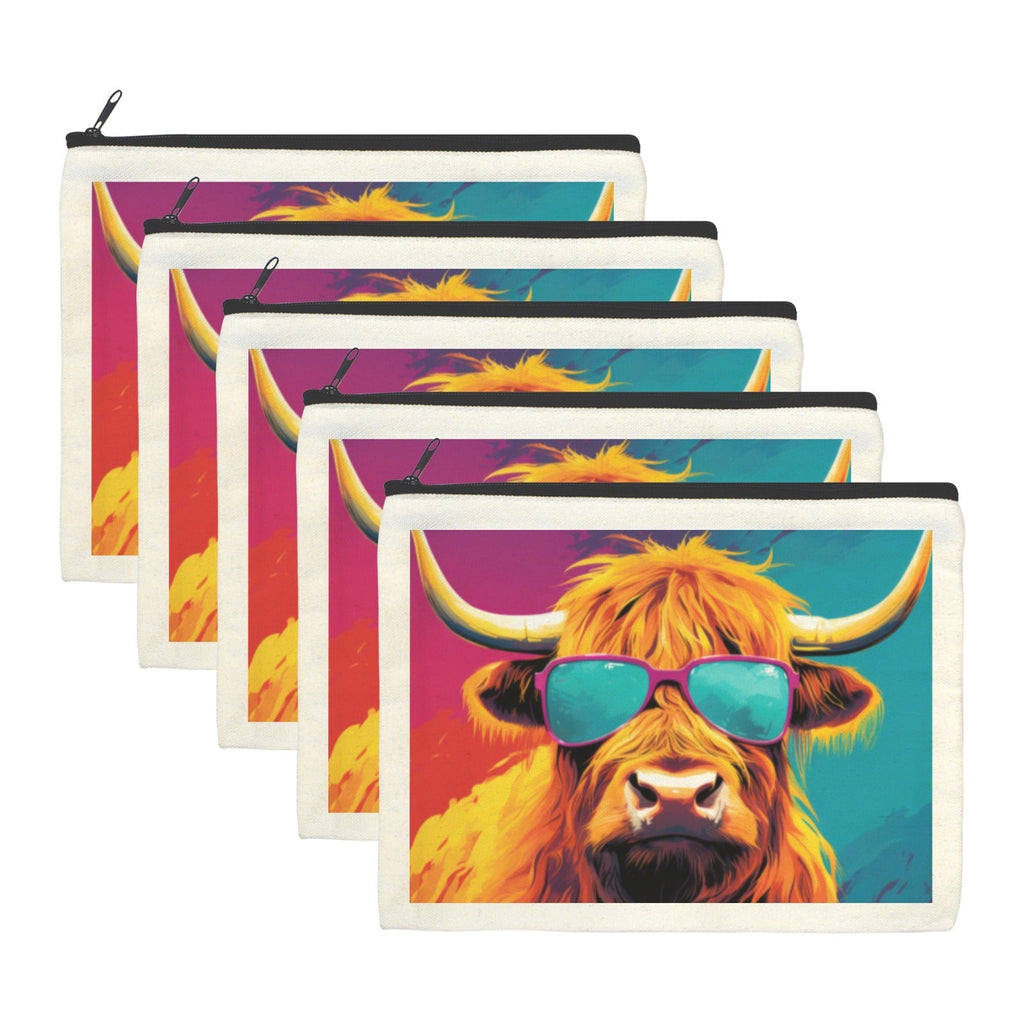 Cool Highland Cow Cosmetic Bag Pack of 5 Made in America Baha Ranch Western Wear