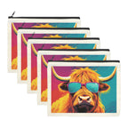 Cool Highland Cow Cosmetic Bag Pack of 5 Made in America Baha Ranch Western Wear