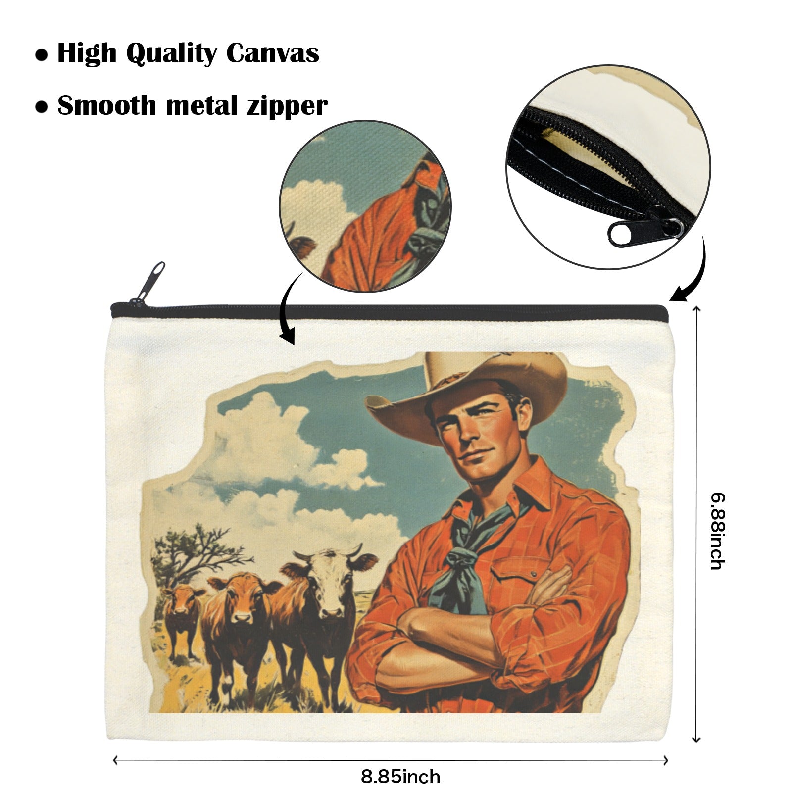 Cowboy Cattle Rancher pack of 5 Cosmetic Bags Made in America Baha Ranch Western Wear