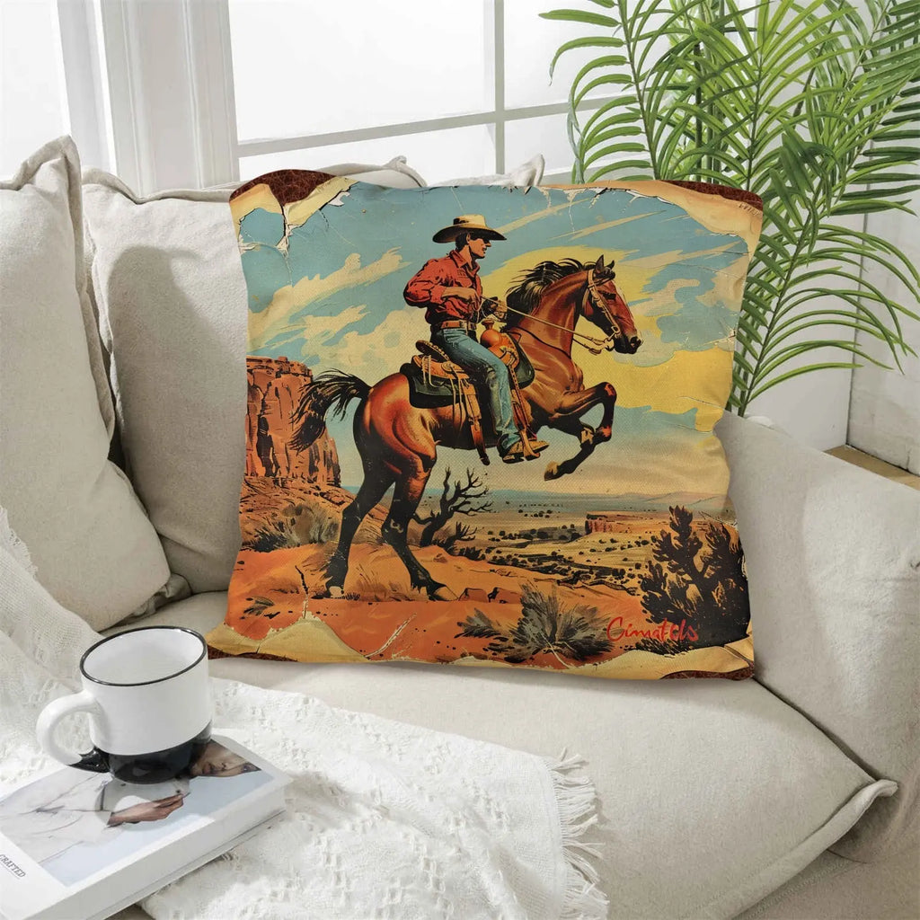 Vintage Cowboy Pillow Case Made in America Baha Ranch Western Wear