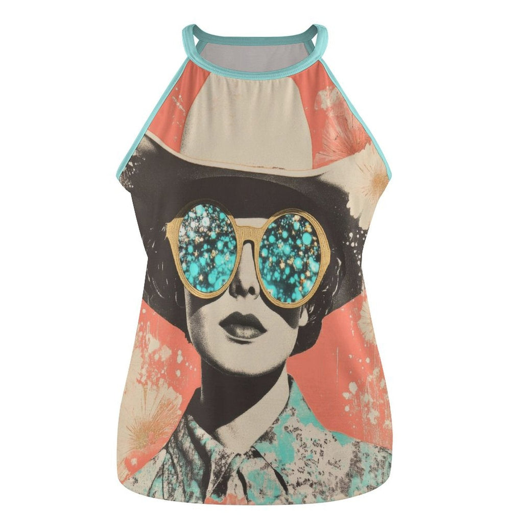Baha Ranch Turquoise Cowgirl Retro Pop Western Tank Top Baha Ranch Western Wear