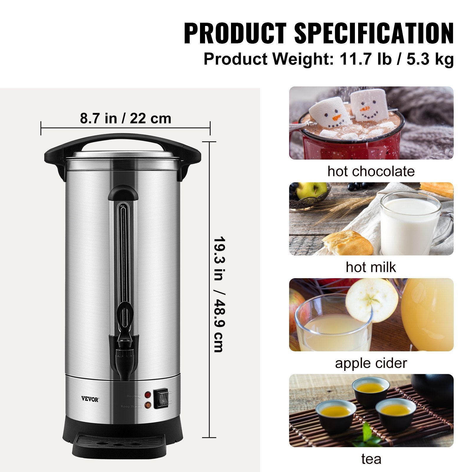 Commercial Coffee Urn 110 Cup Stainless Steel Coffee Dispenser Fast Brew