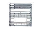 Triple Rubber Wood Bunk Bed with Two Built-in Ladders, Guardrails, Twin over Twin over Twin, Detachable Triple Twin Bunk Bed,Grey
