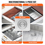 Farmhouse Kitchen Sink, 304 Stainless Steel Drop-In Sinks, Single Bowl Basin with Ledge & Accessories, Household Dishwasher Sinks for Workstation, Prep Kitchen, and Bar Sink, 36 inch