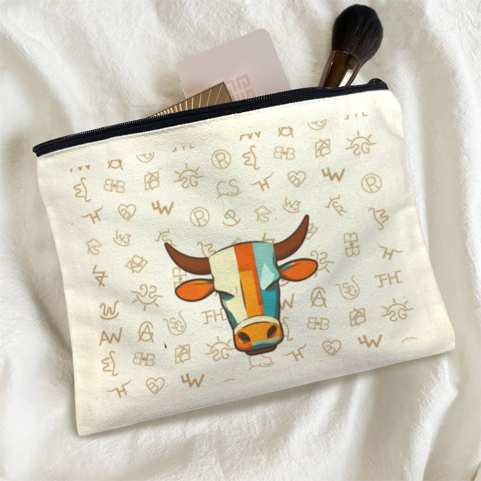Baha Ranch Brands with Steer pack of 5 bags Cosmetic Bag Made in America Baha Ranch Western Wear