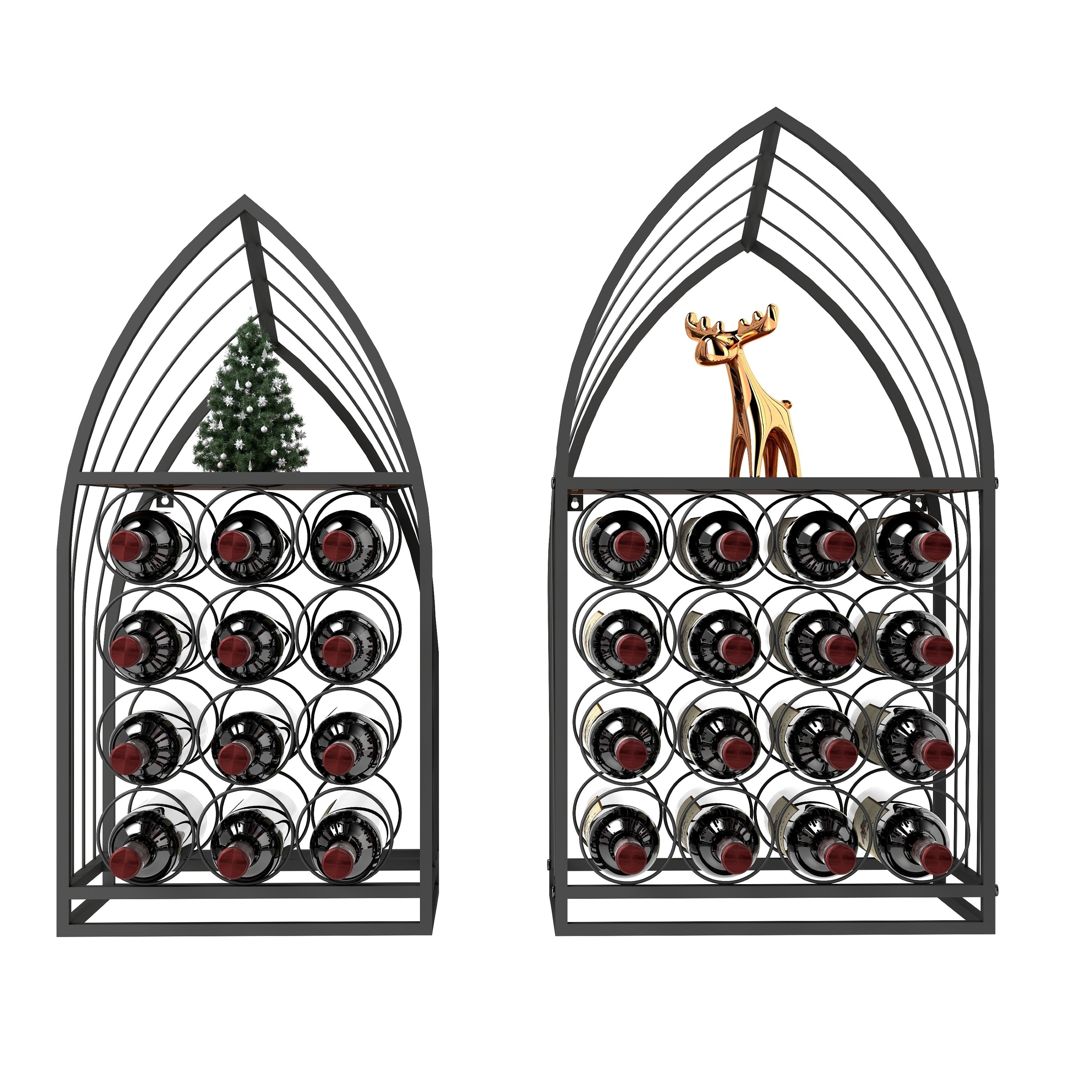 Sailboat Shaped Wine Cabinet Rack, 2 Piece Display Rack, Freestanding Wine Cabinet with Bottle Storage, Spirits and Wine Home Bar, Kitchen, Dining Room Storage Rack