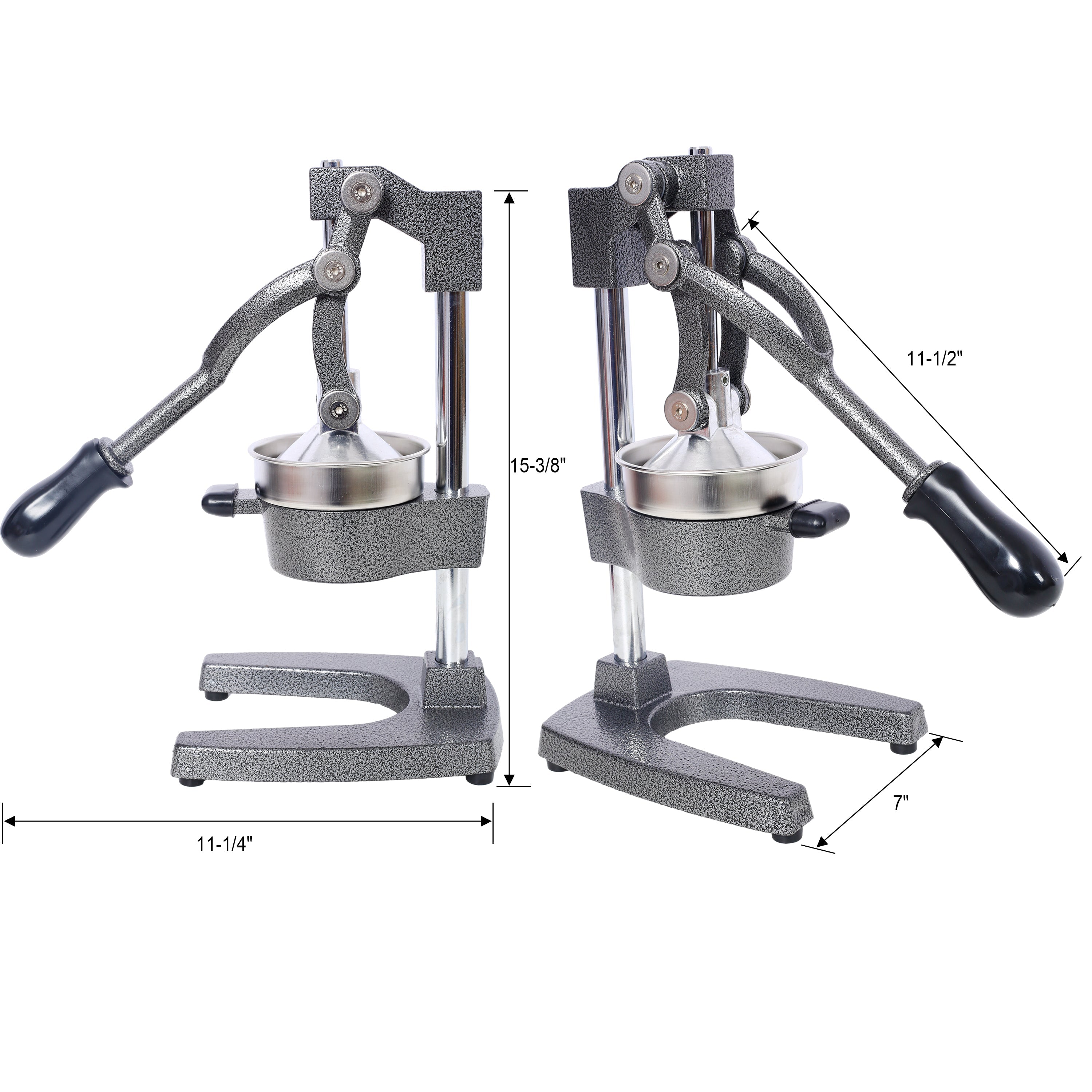Cast Iron Citrus Juicer , Extra-Large Commercial Grade Manual Hand Press , Heavy Duty Countertop Squeezer for Fresh Orange Juice ,grey color