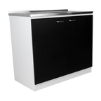 Napoles Utility Sink With Cabinet, Double Door, One Shelf -White / Black