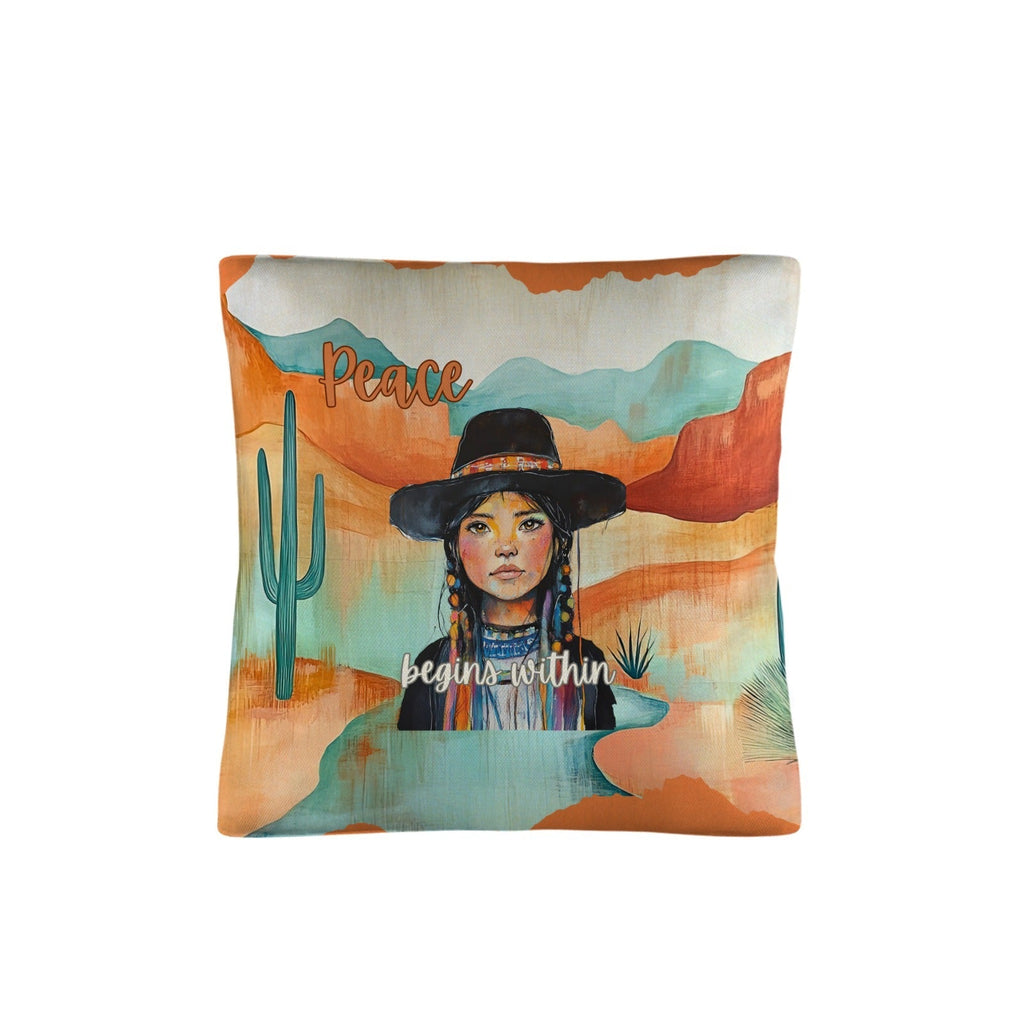 Native Peace Begins Within Throw Pillow Case Made in America Baha Ranch Western Wear