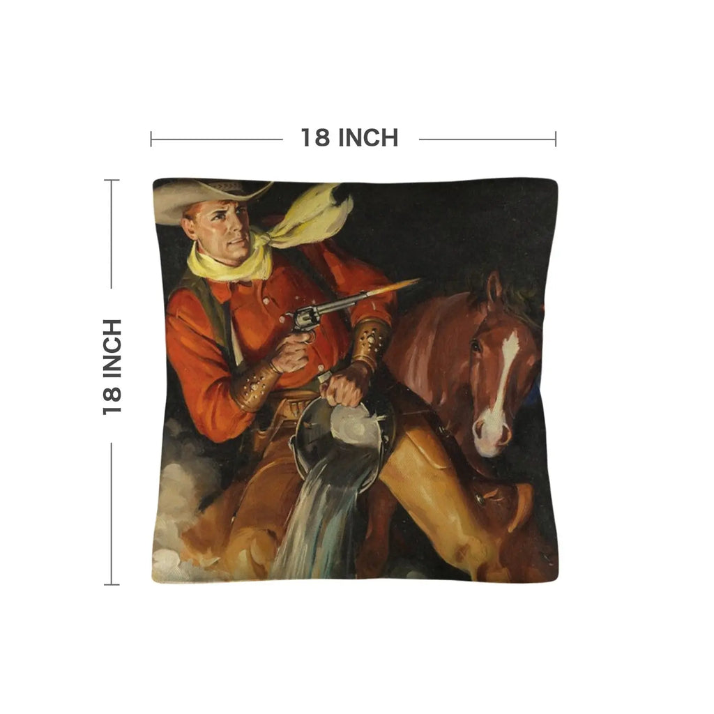 Vintage Cowboy Throw Pillow Case 18x18inch Made in America Baha Ranch Western Wear