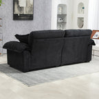 84' Chenille Sofa Small Sofa Loveseat Deep Seat Sofa Couch with 2 Throw Pillows & Memory Foam for Living Room Apartment Office Lounge-Black
