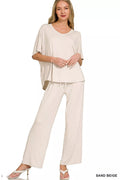Zenana V-Neck Oversized Top & Pants Set
