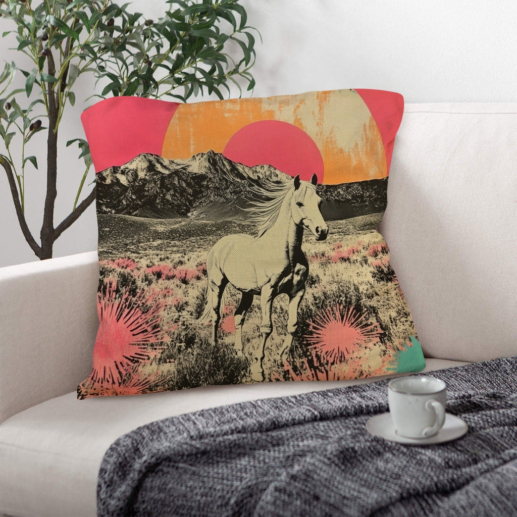 Baha Ranch Retro Pop Western Albino Steed Pillow Case Made in America Baha Ranch Western Wear