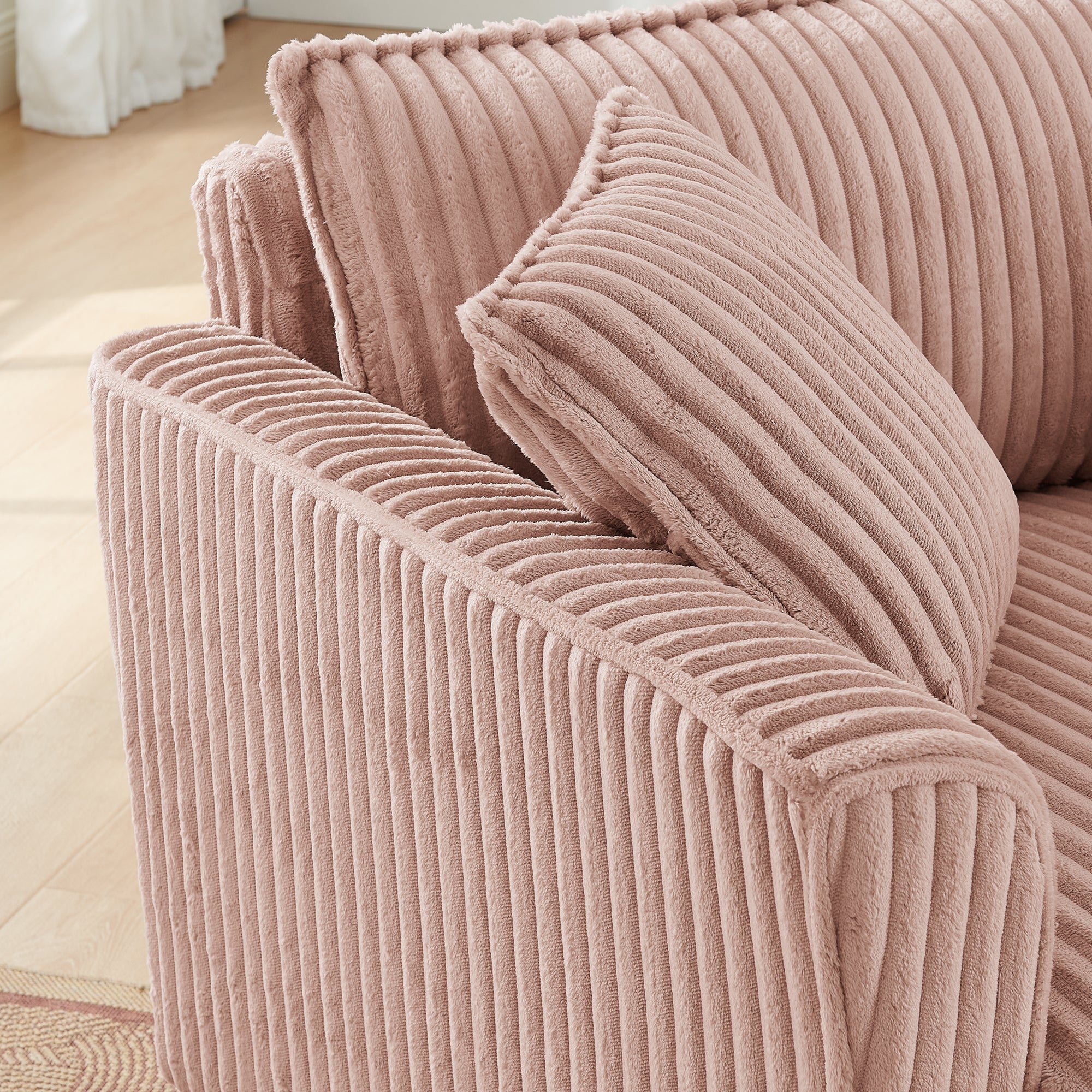 Lazy sofa chair, comfortable single-person sofa chair, with a backrest and soft seat cushion, having armrests on both sides, suitable for living room and bedroom - Pink