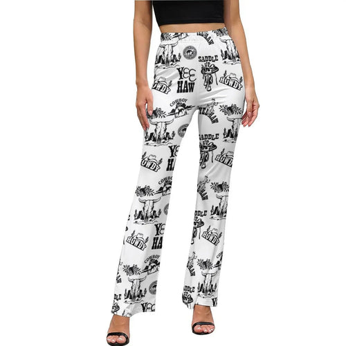 Baha Ranch Cowboy Print Western Flare Pants Baha Ranch Western Wear