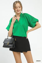 Umgee Lace Trim Peasant Top