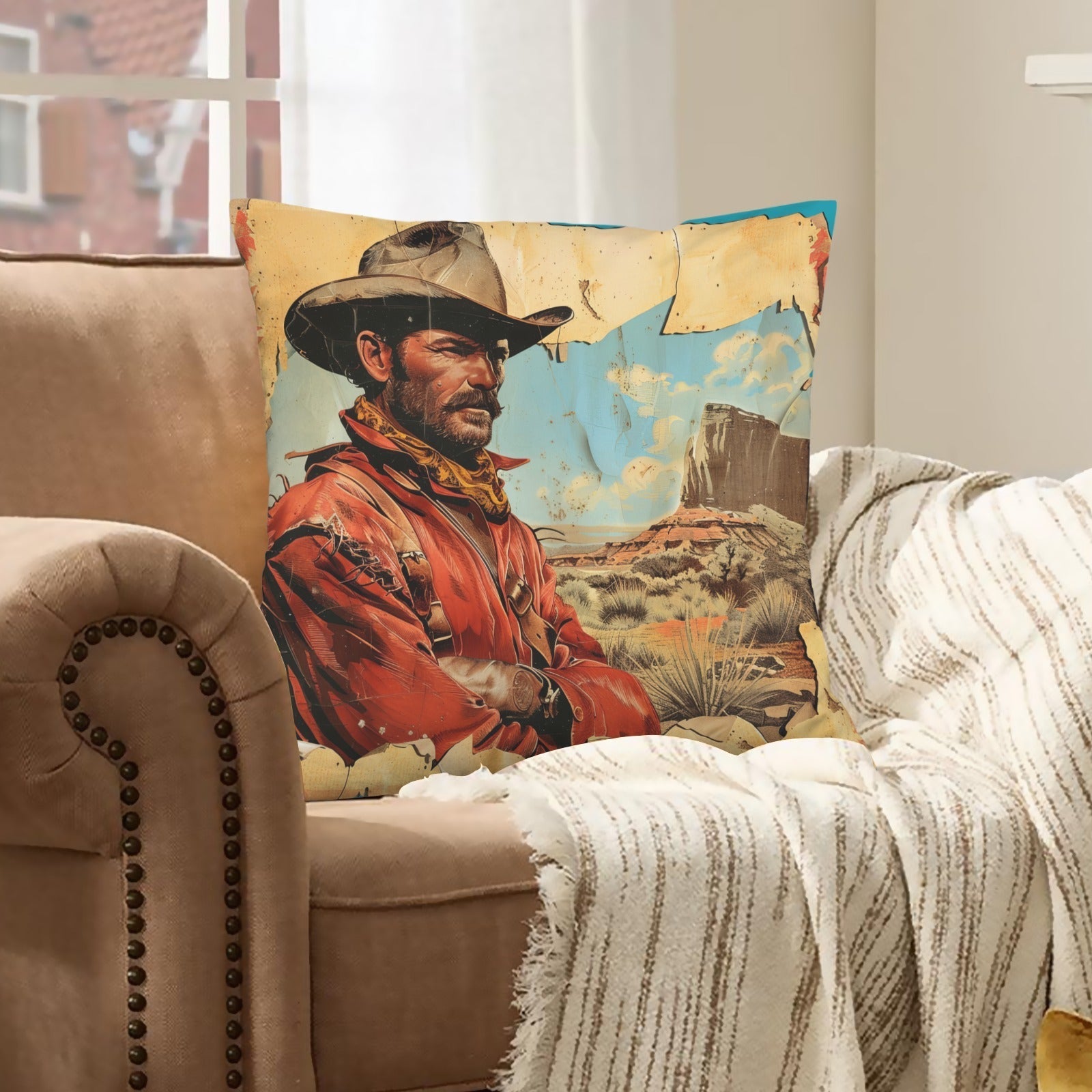 Rugged Cowboy Velvety Soft Pillow Case Made in America Baha Ranch Western Wear