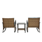 3pcs rocking rattan set wholesale leisure chair outdoor rattan rocking chair set grey